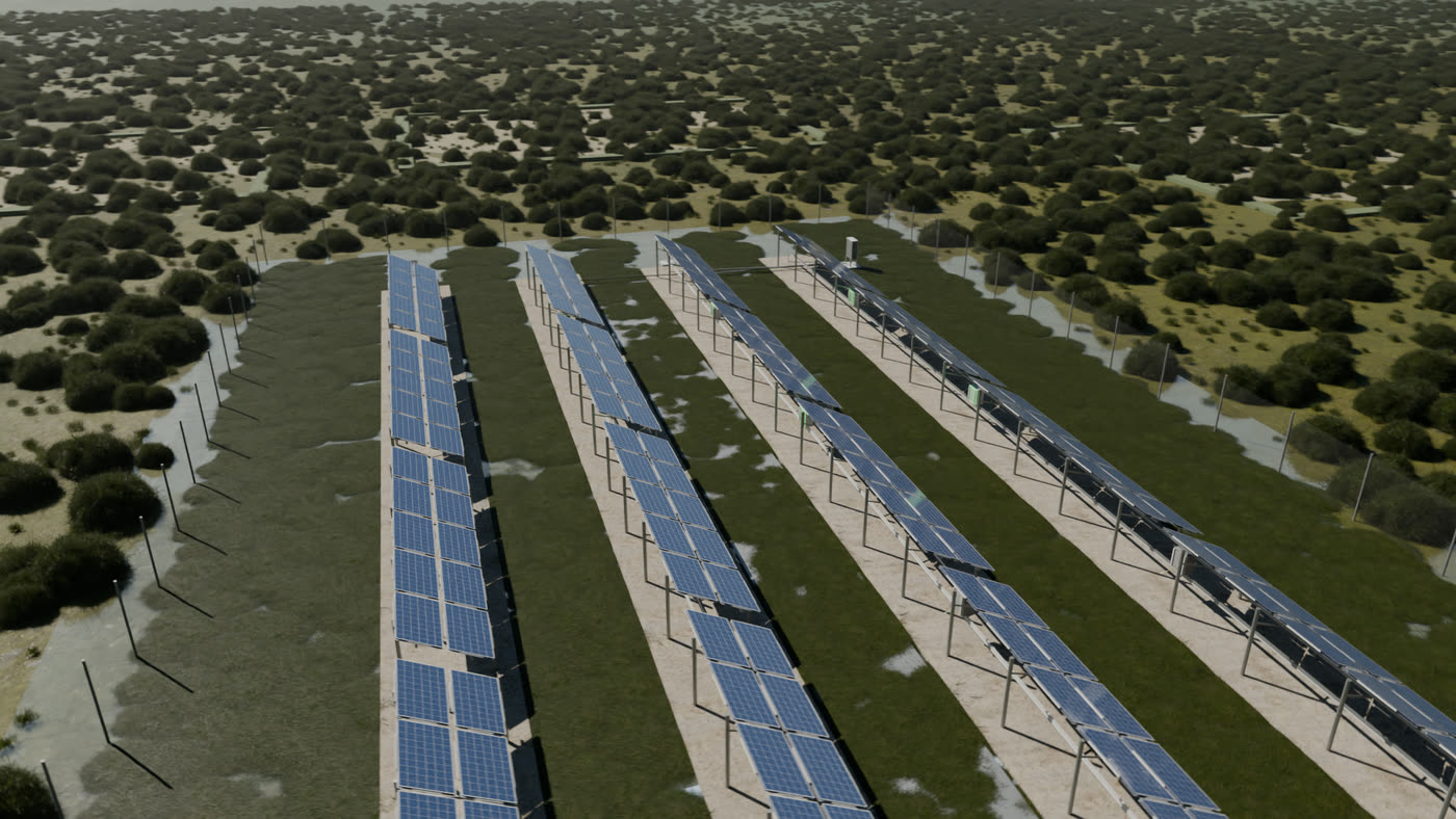 上空から見た整備後の発電所